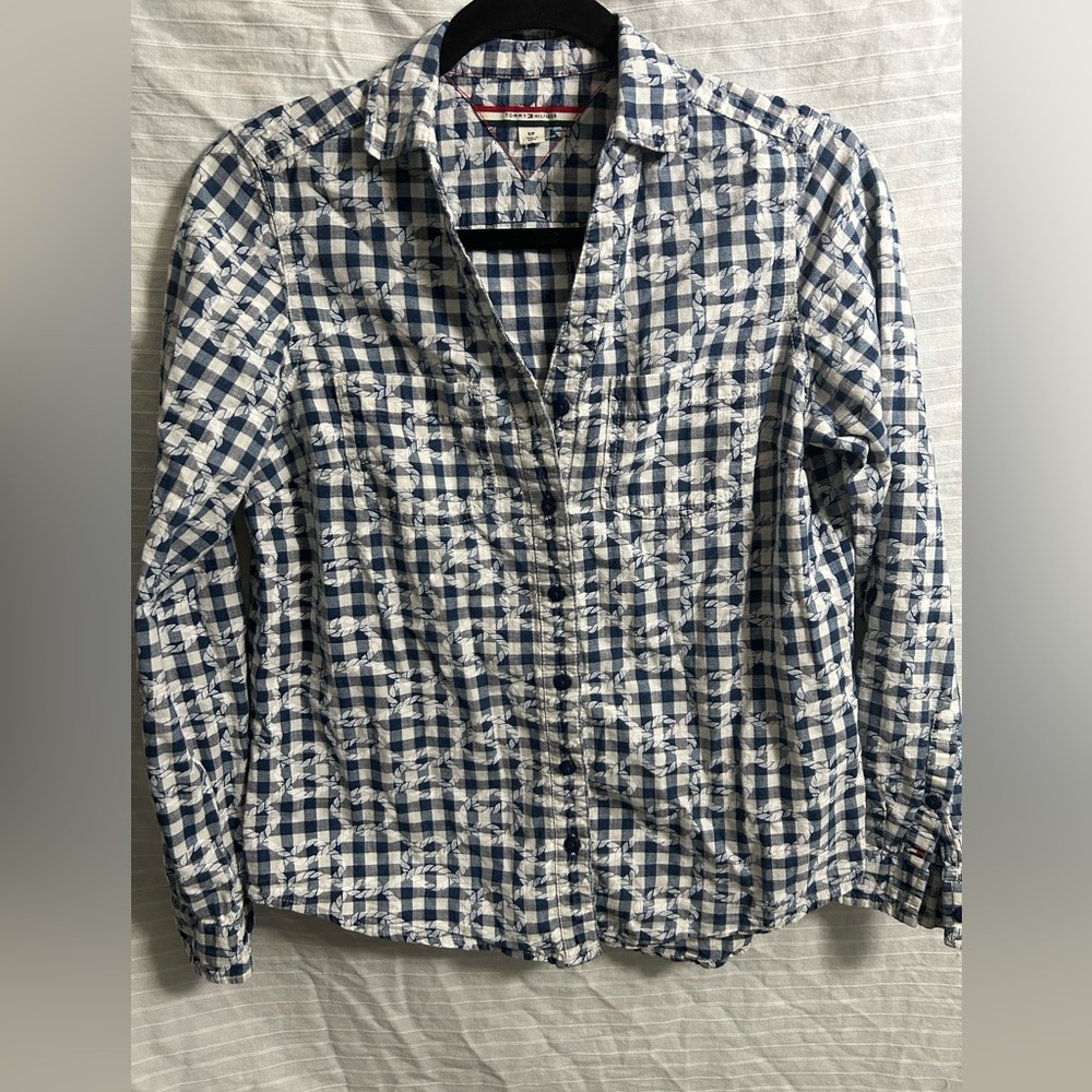 TOMMY HILFIGER Women’s Western Casual Checked Roped Print Shirt Size S